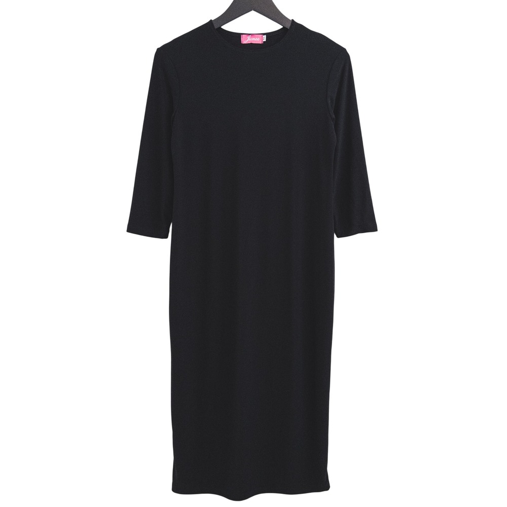 Junee Sheath Slip Dress Women XL Black 3/4 Sleeve Modest‎ Midi